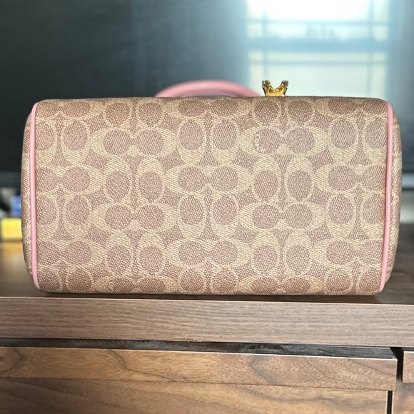 NWOT COACH Rowan Satchel in Signature Canvas Tan/Pink Petal - Picture 2 of 10